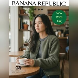 Banana Republic Olive Green Sherpa Bomber Jacket